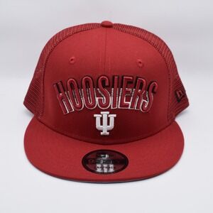 New Era 9FIFTY Indiana Hoosiers Mesh Snapback Trucker Hat Cap Crimson White NWT